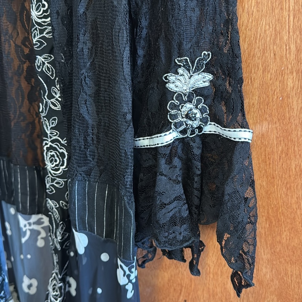 Lee Andersen Duster Lace Embellished Couture Designer Floral Piece Vintage XS - Picture 7 of 12